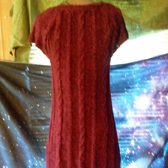 Red Sweater Dress with Pockets - Picture 2 of 4